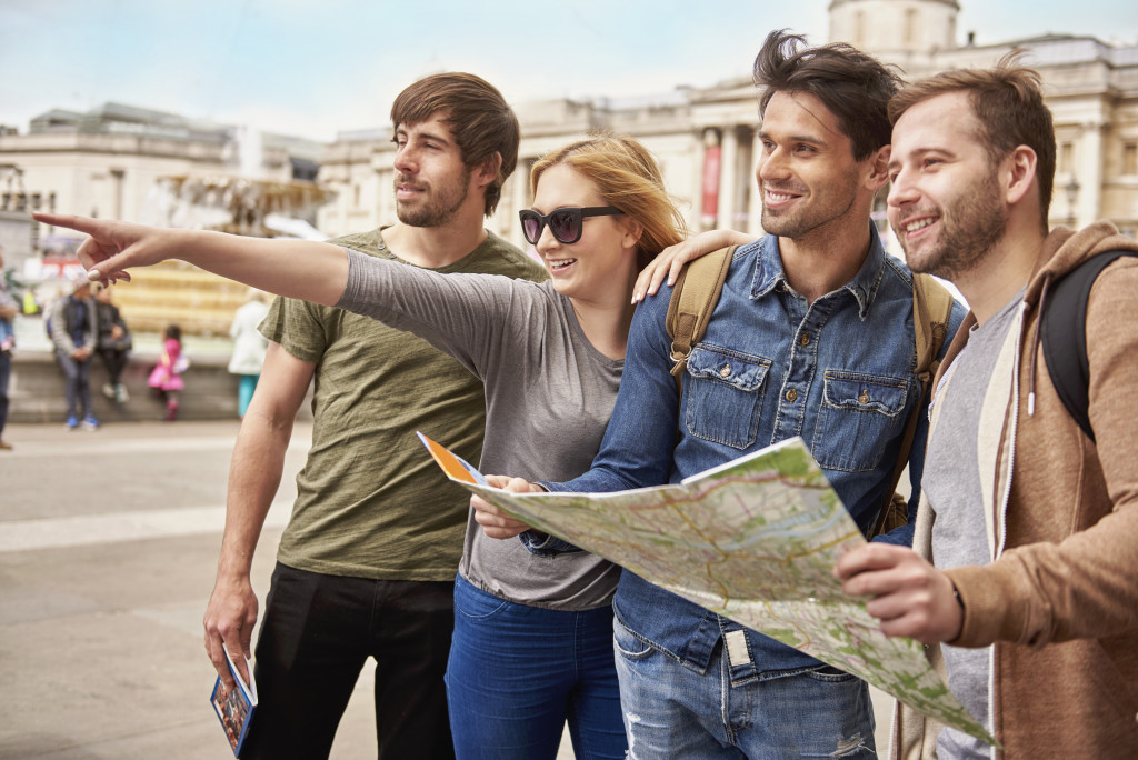 tourists with a map